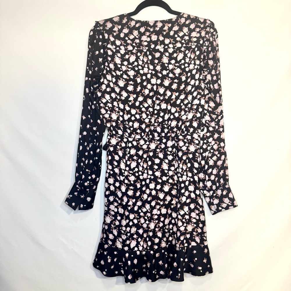 PAIGE Carrie Ann Floral Long Sleeve Wrap Dress with Ruffle Hem Size M - Picture 11 of 11